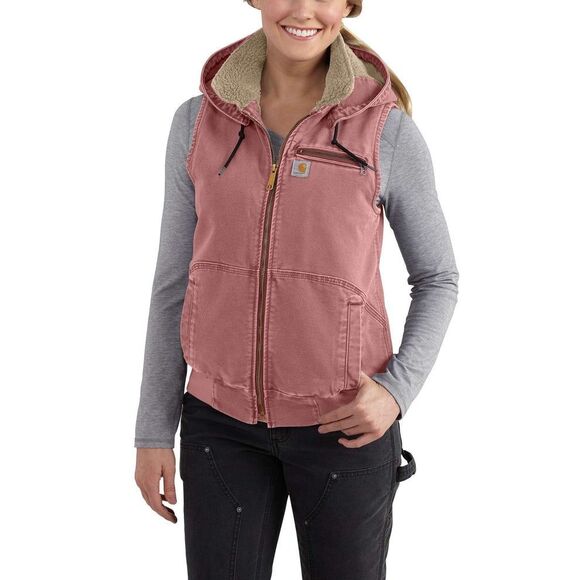 Carhartt WEATHERED DUCK WILDWOOD VEST size XXL Pink Sherpa Lined - Picture 1 of 15